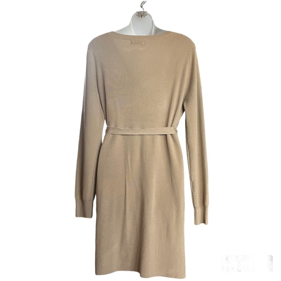 Aster Women’s Tan Surplice Lightweight Knit Sweater Dress size large - Picture 2 of 13